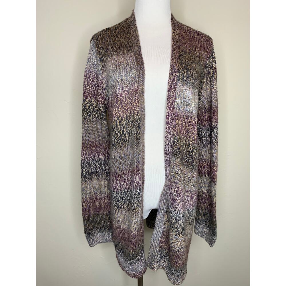 Natural Reflections Sz XL Gray Purple Marled Long Sweater Cardigan